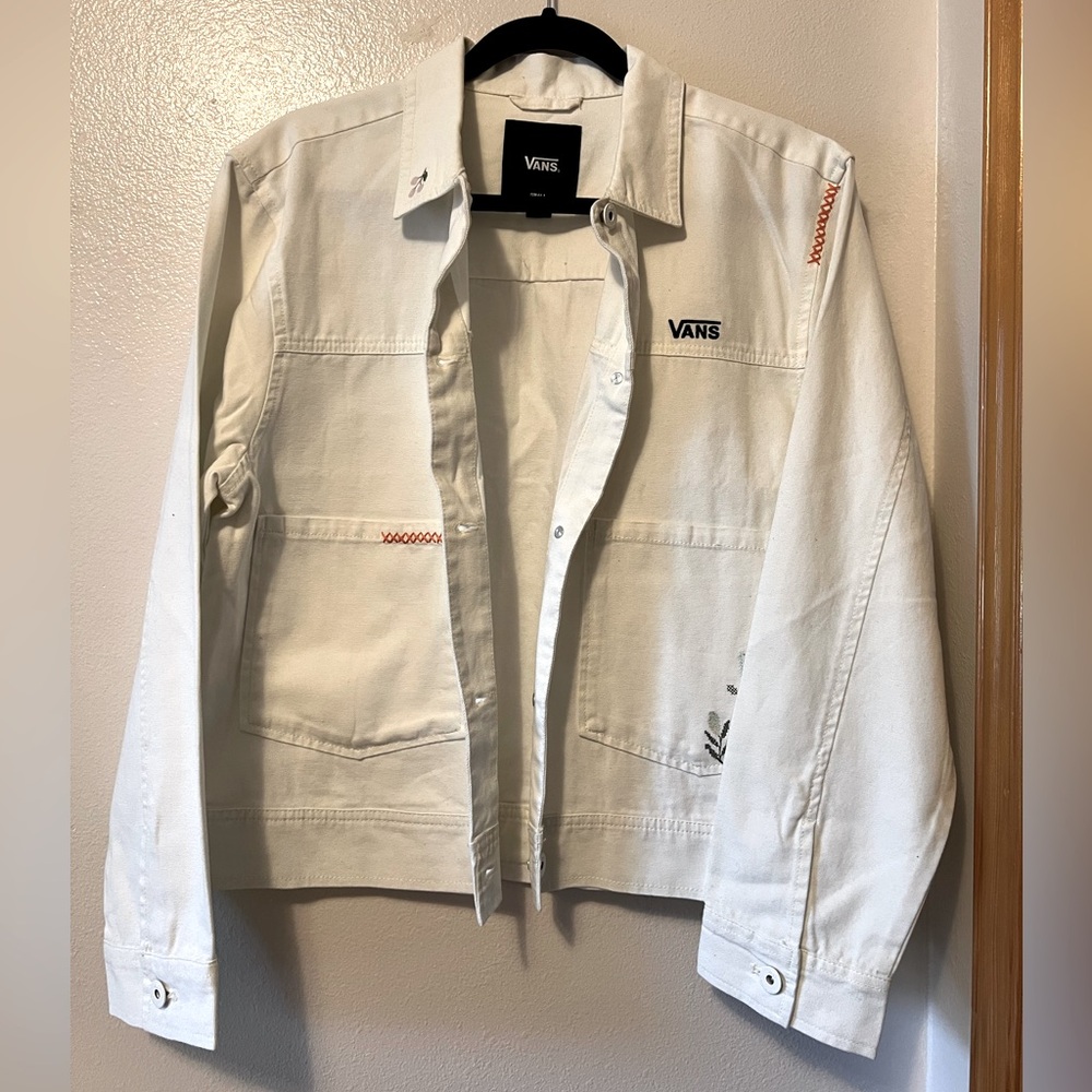 Vans White Denim Jacket with Embroidered Details
